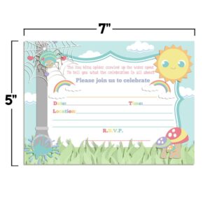 Amanda Creation Itsy Bitsy Spider Themed Birthday Party Fill In Invitations set of 20 with envelopes