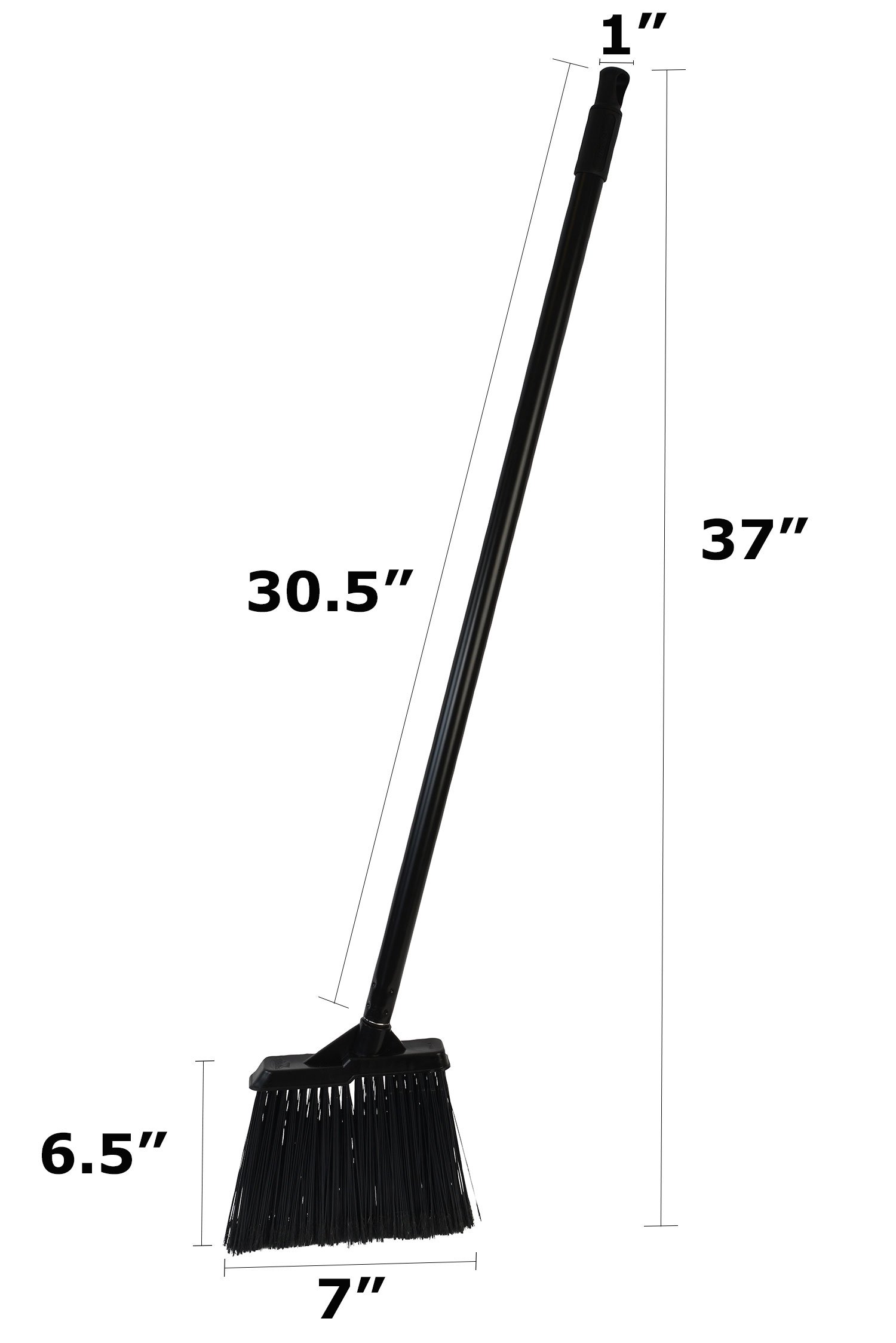 Janico 4051 Bristles Lobby Angle Broom, Flagged Bristles, Metal Handle,Black