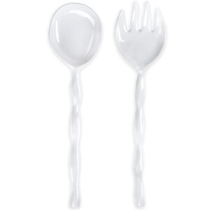 q squared ruffle melamine salad servers, set of 2; 1 salad spoon, 1 salad fork