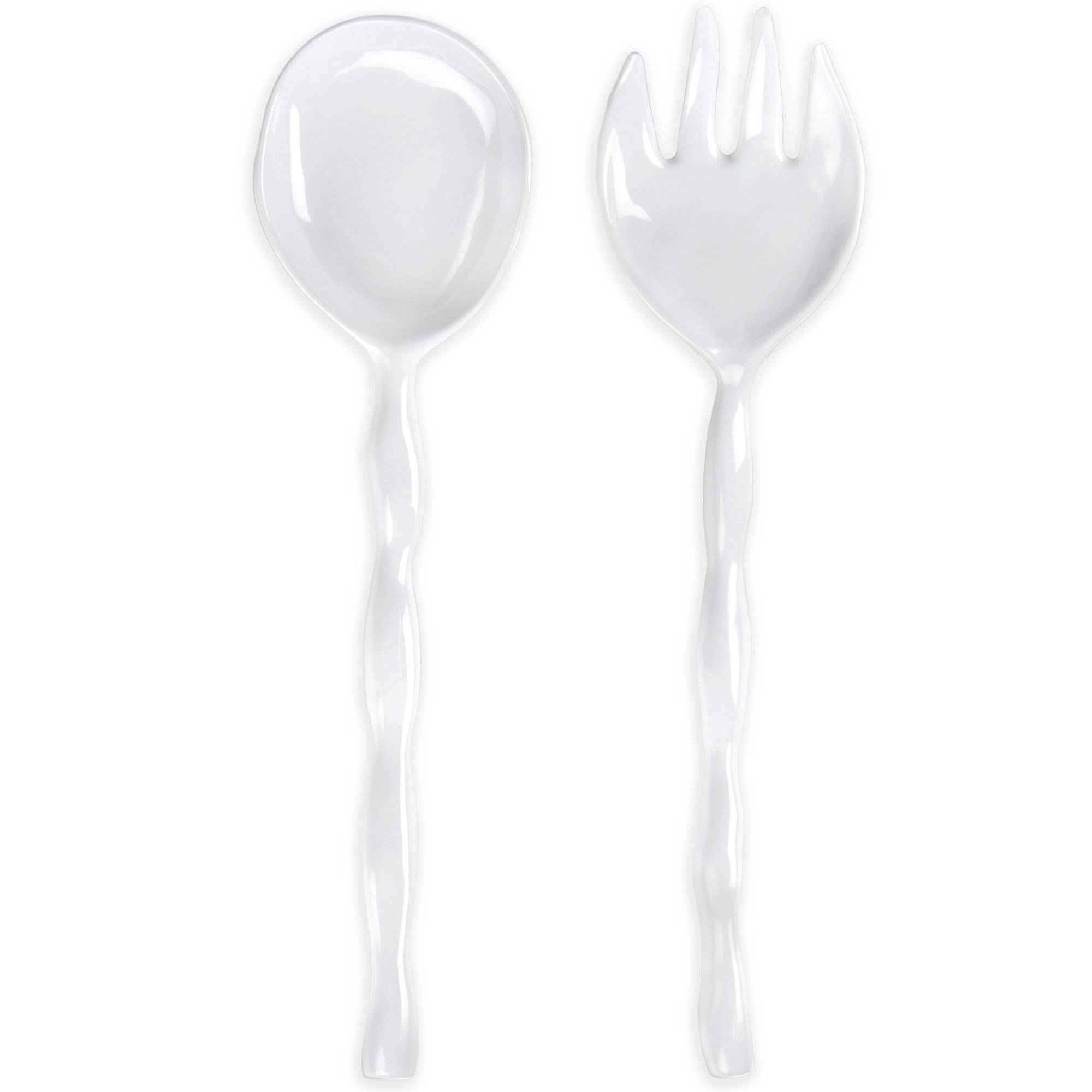 Q Squared Ruffle Melamine Salad Servers, Set of 2; 1 Salad Spoon, 1 Salad Fork