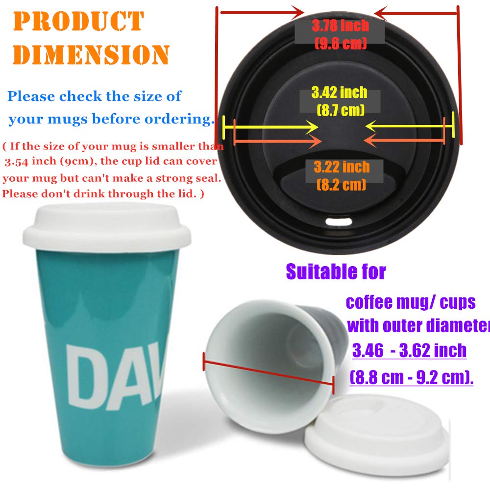 Aspire 6 PCS Silicone Drinking Lid Cup Lids, Reusable Coffee Cup Covers/Lids - BLACK