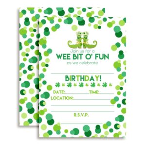 amanda creation wee bit o' fun st. patrick's day themed birthday party fill in invitations set of 20 with envelopes