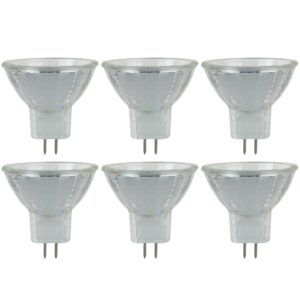 sunlite 40765 mr11 halogen reflector bulb, 10 watt, 30° narrow flood, 12 volt, 110 lumens, 2000 hour life span, dimmable, gu4 base, cover guard, 3200, ansi jcr, ceiling fixtures, lanterns 6-pack