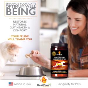 Best Paw Nutrition Dog & Cat Premium Probiotic Prebiotic & Digestive Enzymes 5 Billion CFU Organic Turmeric Coconut Oil Pure Pumpkin & Kelp for Healthy Bowels Gut & UTIs