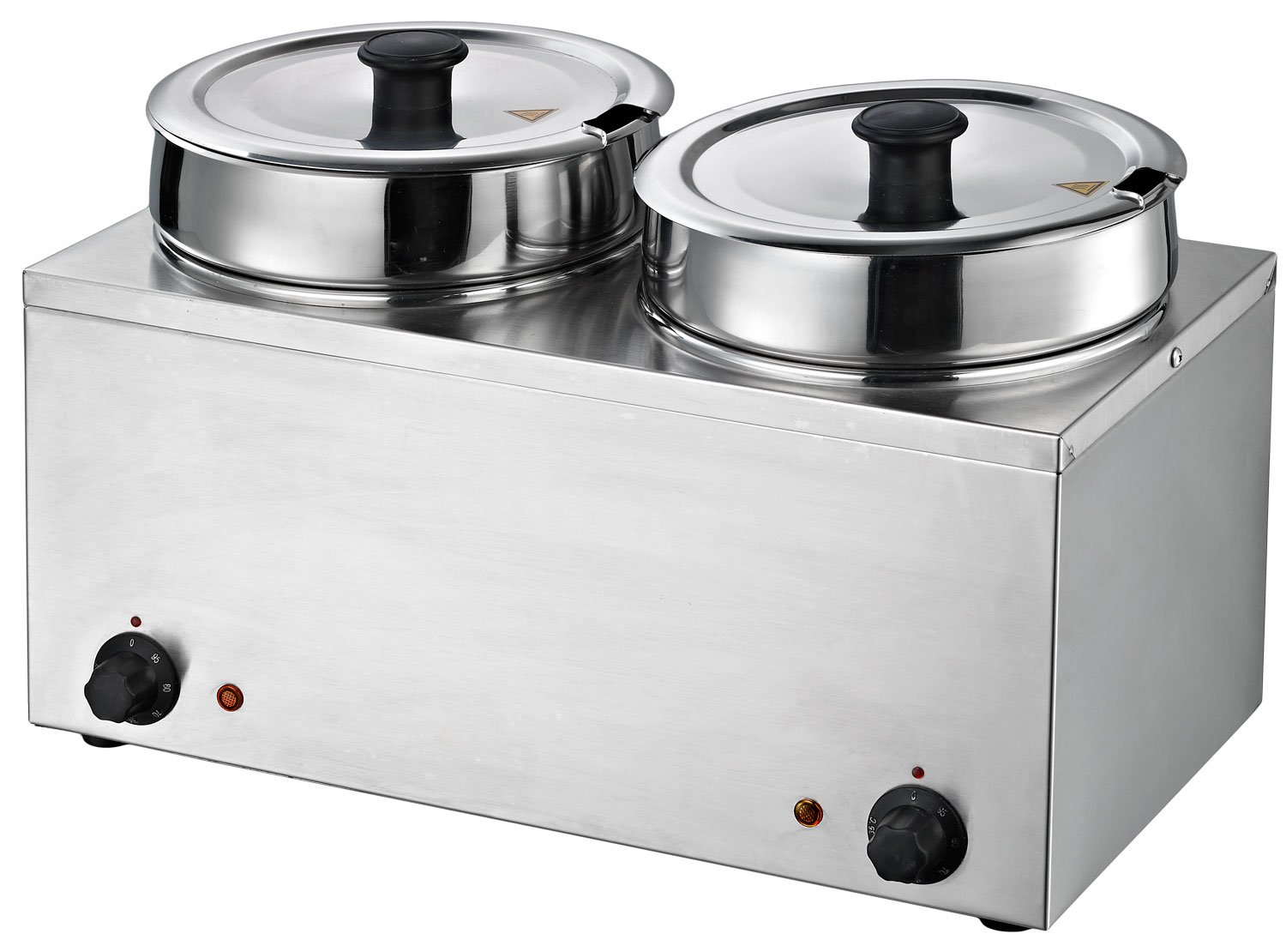 Commercial Dual 3.7 qt. Round Well Stainless Food Warmer w/Inserts and Lids, Each