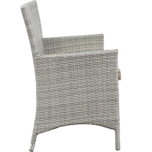 Modway Bridge Wicker Rattan 4-Piece Outdoor Patio Furniture Set in Light Gray Beige