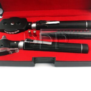 DDP DIAGNOSTIX Fiber Optic Otoscope Set Black Color, with Hard CASE/Complete Diagnostic Set-White Bright LED Light + 2 Free Replacement Bulbs