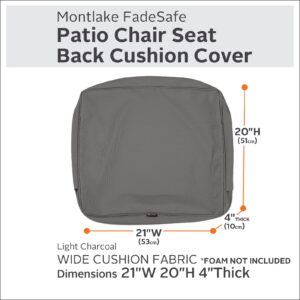 Classic Accessories Montlake Water-Resistant 21 x 20 x 4 Inch Outdoor Back Cushion Slip Cover, Patio Furniture Cushion Cover, Light Charcoal Grey, Patio Furniture Cushion Covers