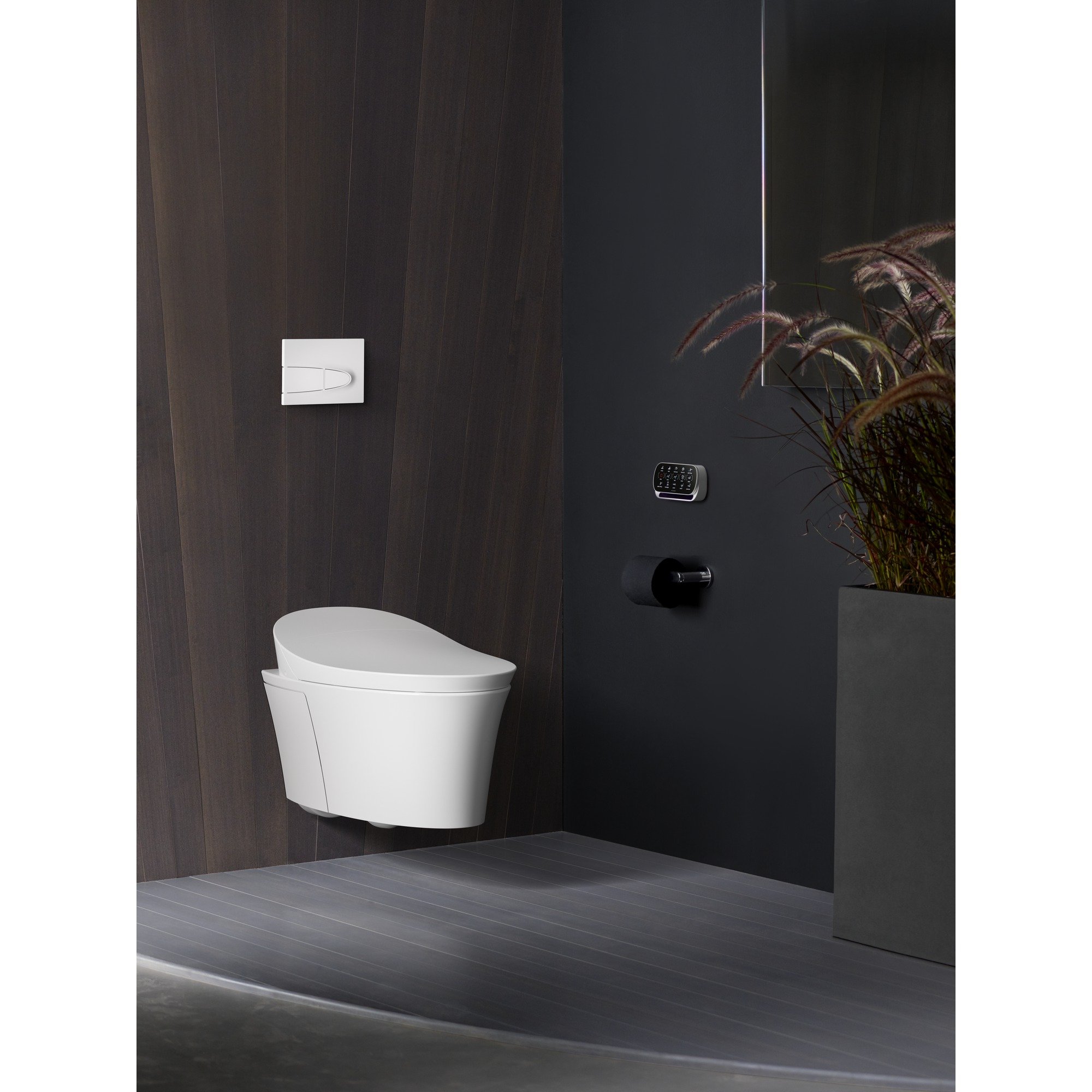 KOHLER 5402-0 Veil Smart Toilet with Auto Open & Close, One-Piece Wall-Hung Elongated Intelligent Bidet Toilet with Heated Seat and Dual-Flush, White