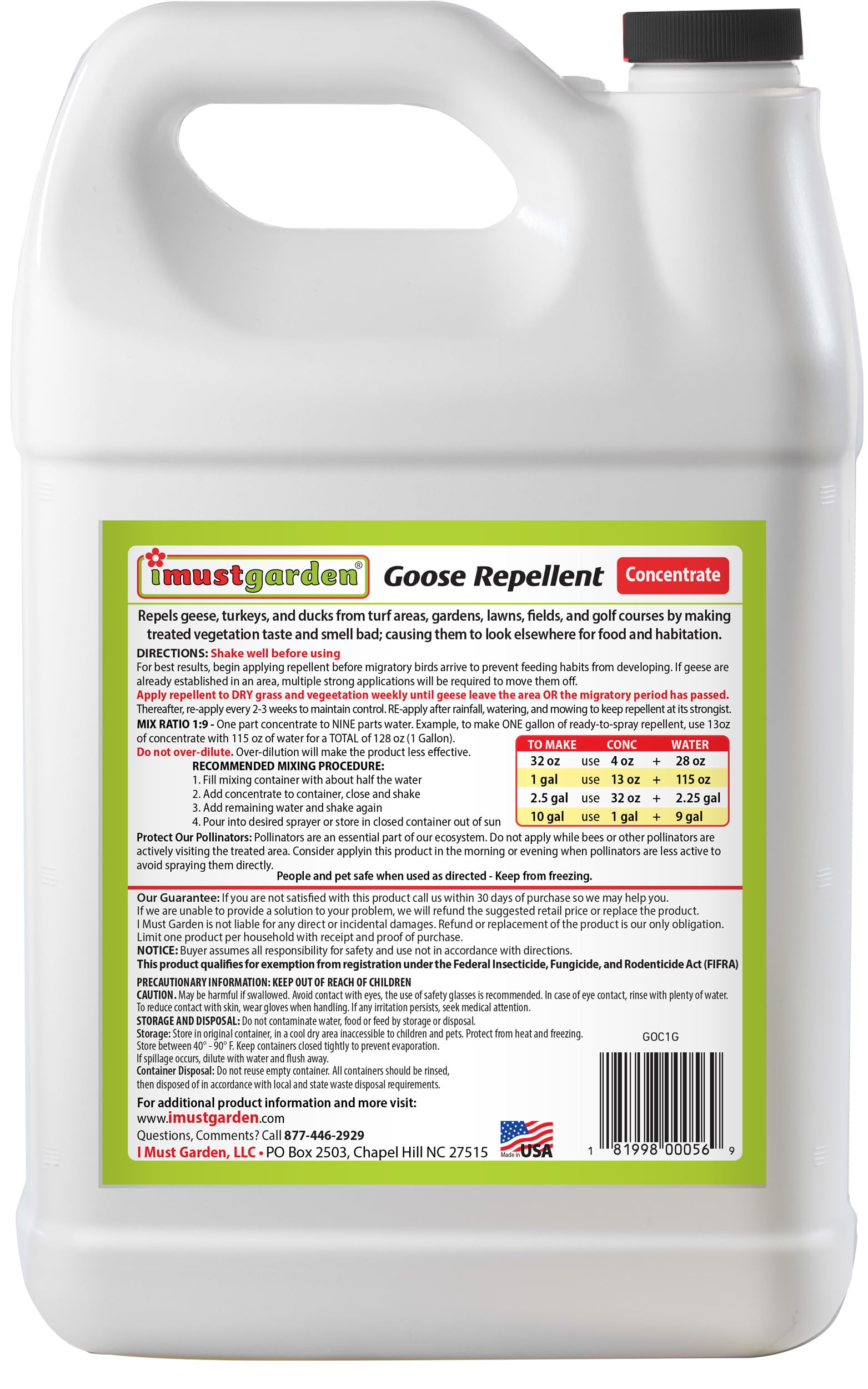 I Must Garden Goose Repellent - 1 Gallon Concentrate