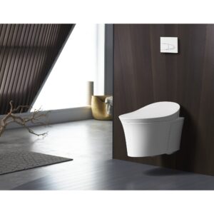 KOHLER 5402-0 Veil Smart Toilet with Auto Open & Close, One-Piece Wall-Hung Elongated Intelligent Bidet Toilet with Heated Seat and Dual-Flush, White