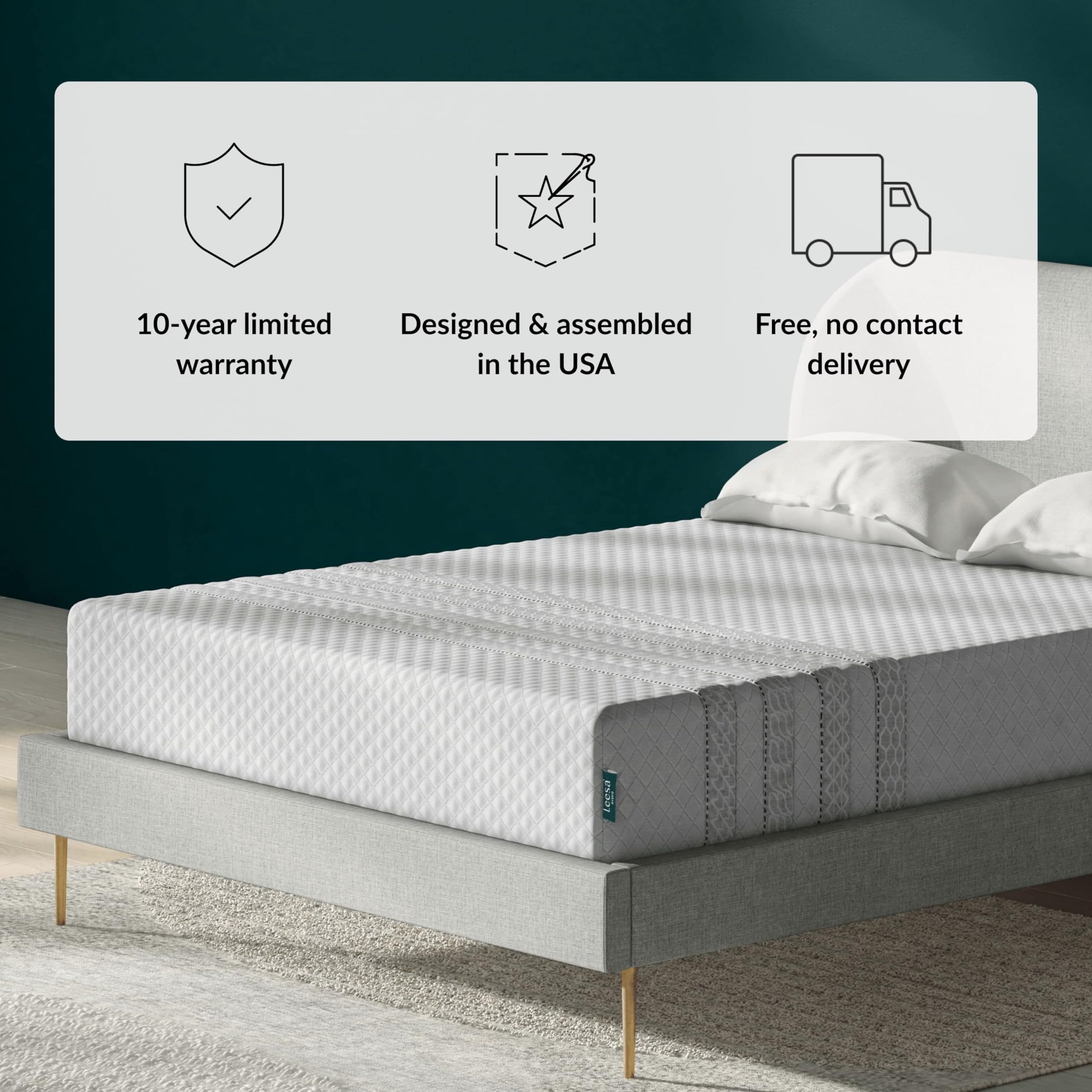 Leesa Sapira Hybrid 11" Mattress, California King Size, Premium Cooling Foam and Individually Wrapped Spring / CertiPUR-US Certified / 100-Night Trial