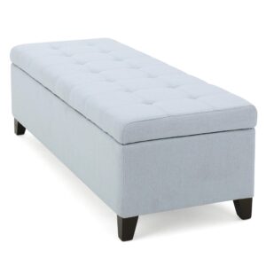 christopher knight home mission fabric storage ottoman, light sky