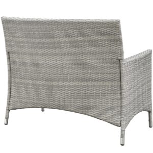 Modway Bridge Wicker Rattan 4-Piece Outdoor Patio Furniture Set in Light Gray Beige