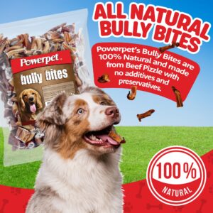 Powerpet Treats Bully Stick Bites - Delicious Dog Treats - All Natural, Long-Lasting Chews, High Protein, Grain-Free, Rawhide-Free - Odorless - Promotes Dental Health, Ideal for All Chewers - 1lb Pack