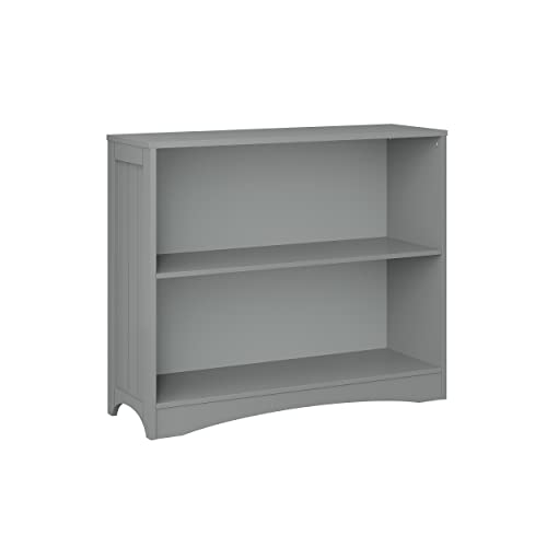 RiverRidge Kids' Horizontal Bookshelf 2 Large Open Storage Shelves - Toy Organizer Bookcase with Beadboard Side Panels Fits RiverRidge Folding Bins for Room Organization Gray