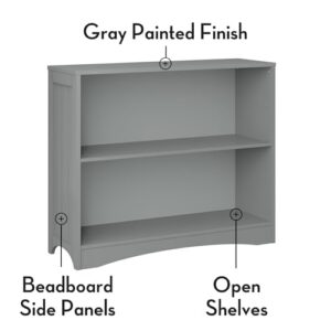 RiverRidge Kids' Horizontal Bookshelf 2 Large Open Storage Shelves - Toy Organizer Bookcase with Beadboard Side Panels Fits RiverRidge Folding Bins for Room Organization Gray