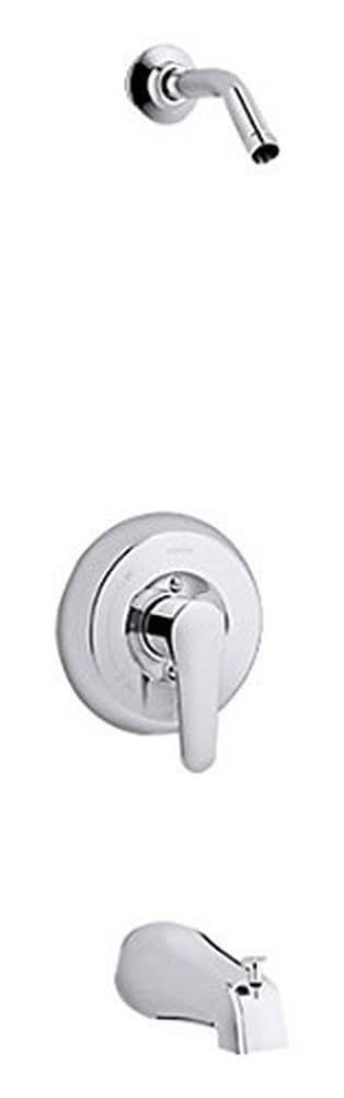 Kohler TLS98007-4-CP July Rite-Temp® Bath & Shower Valve Trim with Lever Handle & Npt Spout, Less Showerhead Polished Chrome