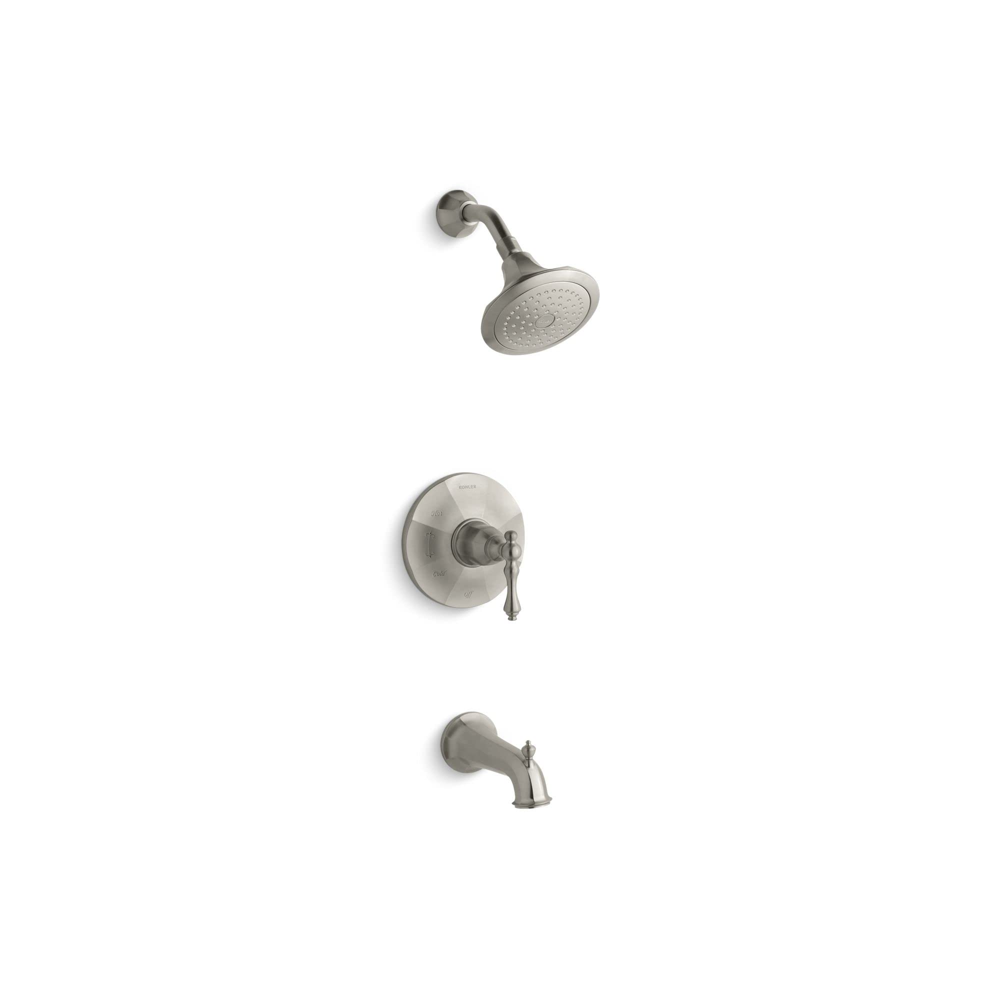 Kohler TS13492-4-BN K-TS13492-4-BN KELSTON Rite-Temp Bath and Shower Valve Trim with Lever Handle, spout and 2.5 gpm showerheadVIBRANT, 3.18 x 6.50 x 6.00, Vibrant Brushed Nickel