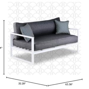 Elle Decor Paloma Outdoor Patio Furniture Collection in Weather-Resistant Metal Frame Patio, Sofa, White