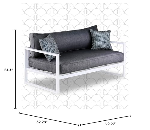 Elle Decor Paloma Outdoor Patio Furniture Collection in Weather-Resistant Metal Frame Patio, Sofa, White