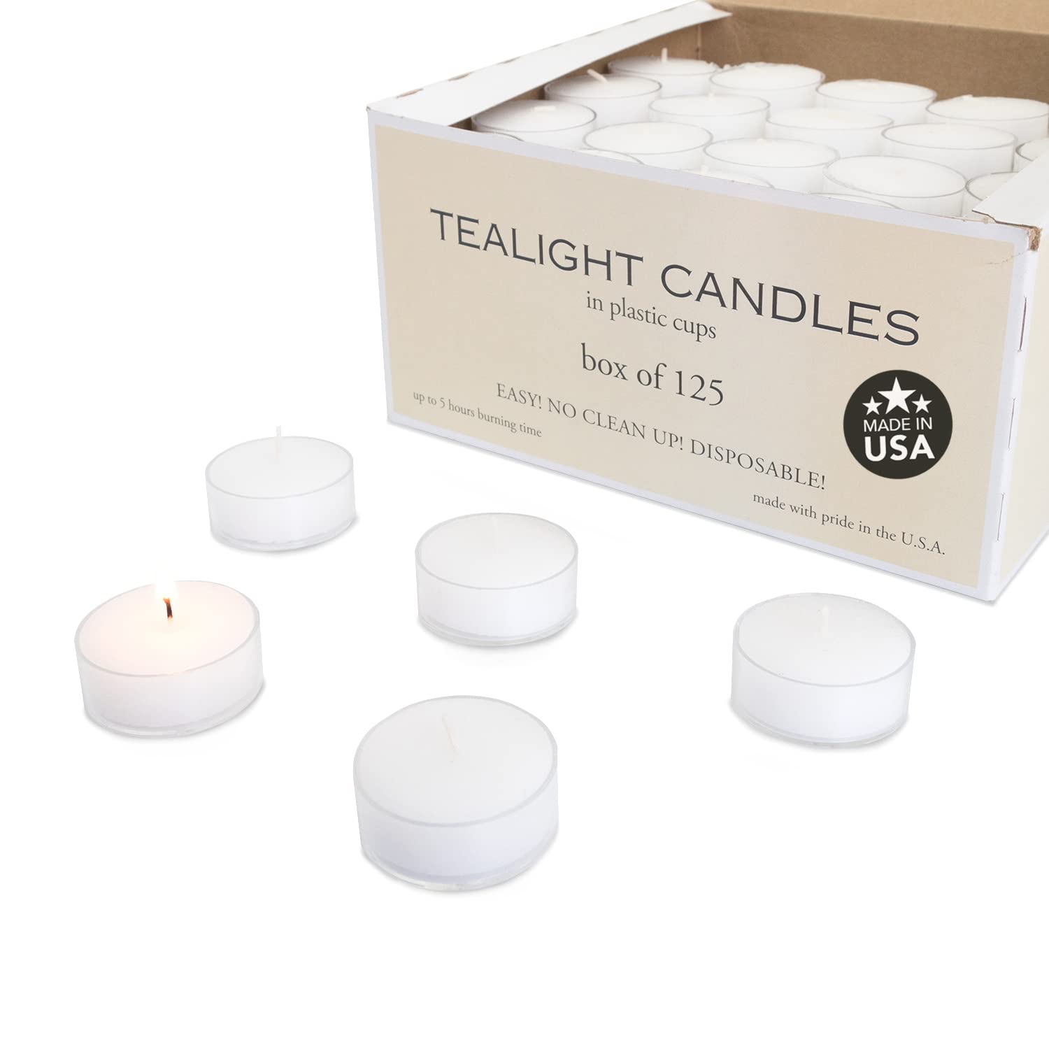 Royal Imports Tea Light Candles, Clear Plastic Cup Unscented TeaLights, 5 hours Long Burn Time for Wedding, Holiday, Birthday, Parties, Home Decor, 125 Pack