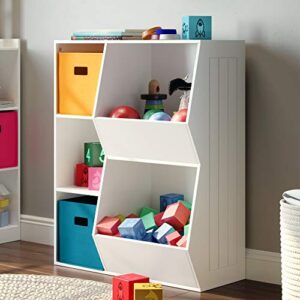 RiverRidge Toy Storage Organizer and Bookcase with Cubbies and Veggie Storage Bins for Home Organization Bookshelf and Containers for Organizing Kids' Toys