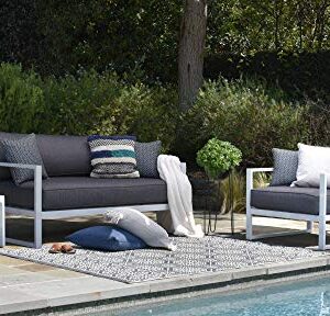 Elle Decor Paloma Outdoor Patio Furniture Collection in Weather-Resistant Metal Frame Patio, Sofa, White