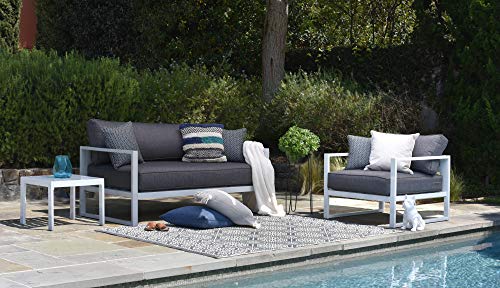 Elle Decor Paloma Outdoor Patio Furniture Collection in Weather-Resistant Metal Frame Patio, Sofa, White