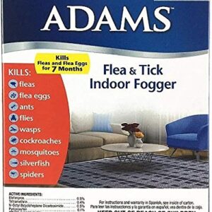 Adams Flea & Tick Indoor Fogger | 2 x 3 oz Cans | Kills Fleas, Flea Eggs, Ants, Flies, Cockroaches, Mosquitoes, Spiders, Silverfish| Each Fogger Treats Up to 375 Square Feet | 6 oz Total