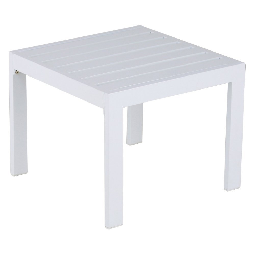 Elle Decor Paloma Outdoor Patio Furniture Collection in Weather-Resistant Metal Frame Patio, Side Table, White