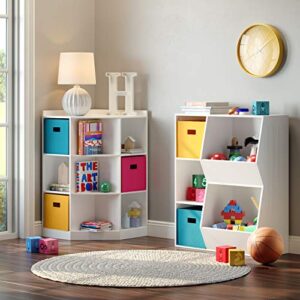 RiverRidge Toy Storage Organizer and Bookcase with Cubbies and Veggie Storage Bins for Home Organization Bookshelf and Containers for Organizing Kids' Toys