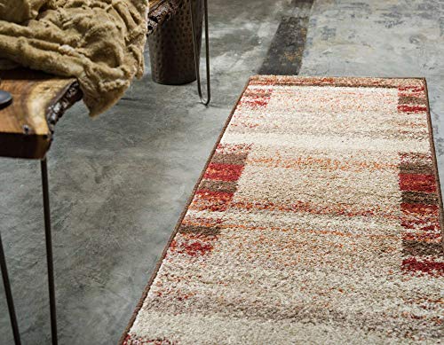 Unique Loom Autumn Collection Modern Contemporary Casual Abstract Area Rug, 2' x 6' 1" Runner, Beige/Brown