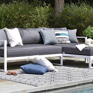 Elle Decor Paloma Outdoor Patio Furniture Collection in Weather-Resistant Metal Frame Patio, Sofa, White