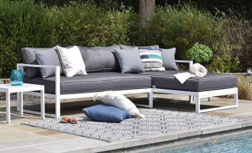 Elle Decor Paloma Outdoor Patio Furniture Collection in Weather-Resistant Metal Frame Patio, Sofa, White