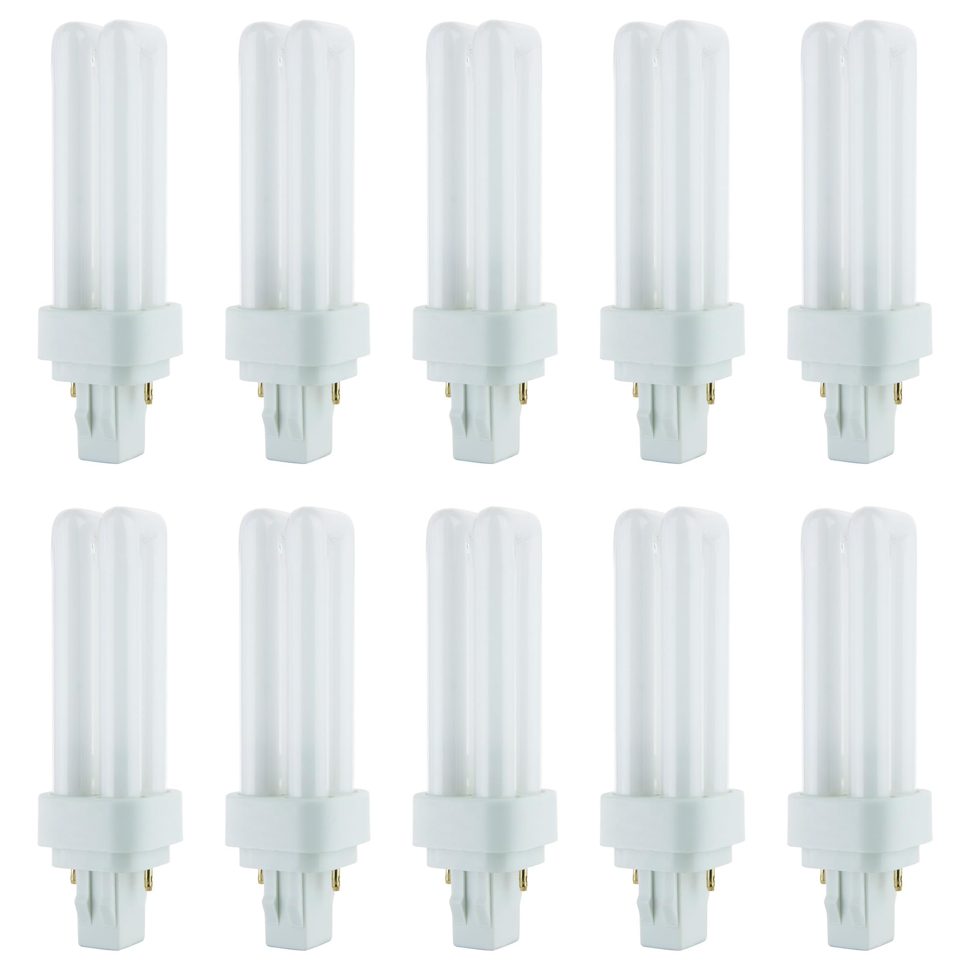 Sunlite 40540 PLD13/SP35K/10PK Double Twin Tube Compact Fluorescent Lamp, PLD 2-Pin, 13 Watts, 660 Lumens, 3500K Neutral White, 2-Pin (GX23-2) Base, 10 Pack