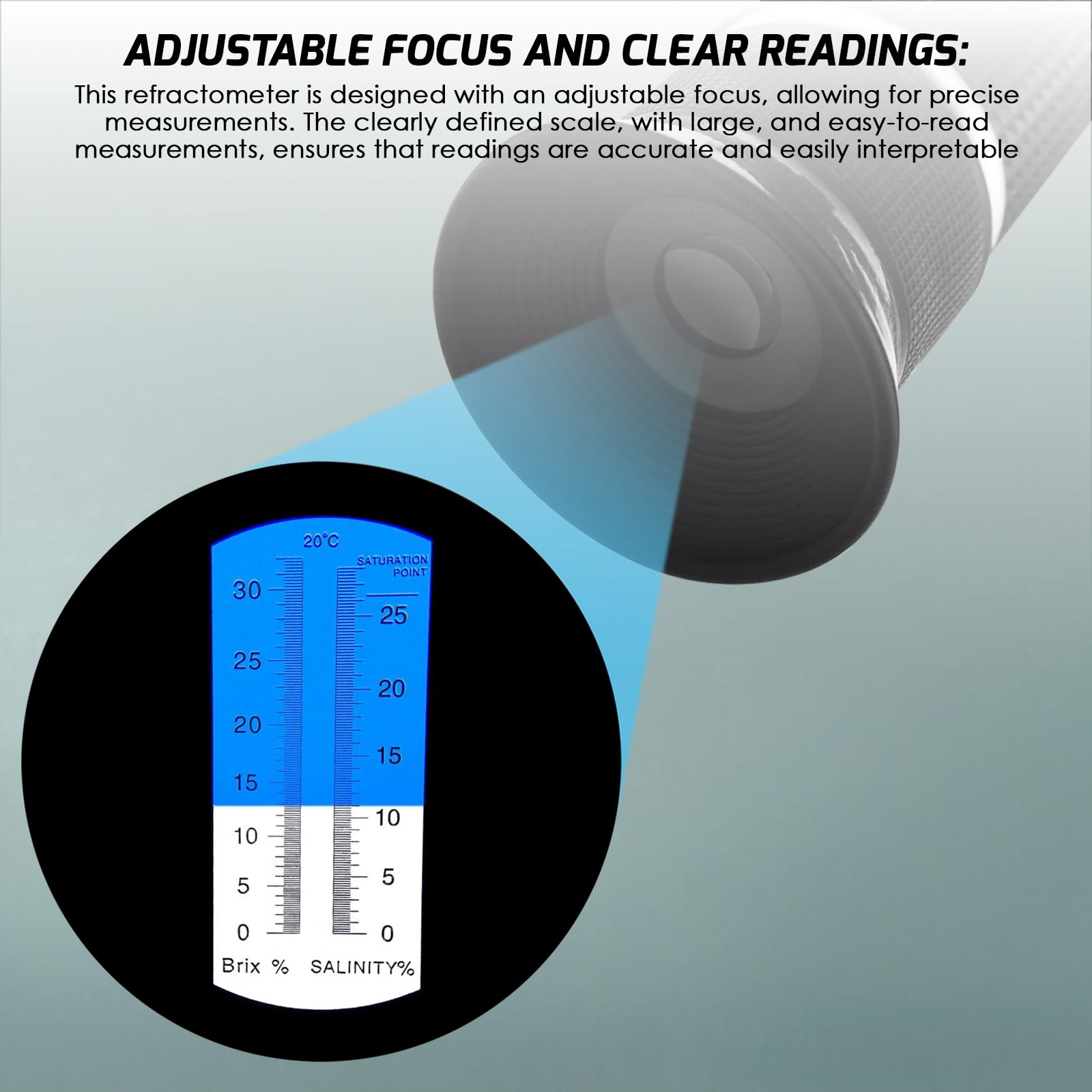 2-in-1 Brix Salinity Refractometer, Professional Brix Refractometer with ATC, and Dual Scale 0-32% Brix & 0-28% Salinity with ATC Sodium Chloride in Food Salt Seawater Brine Beer fruits Cutting Liquid