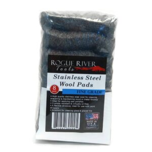 434 Stainless Steel Wool (8 pad Pack) - FINE Grade - by Rogue River Tools. Made in USA, Oil Free, Won’t Rust. Choose from All Grades!