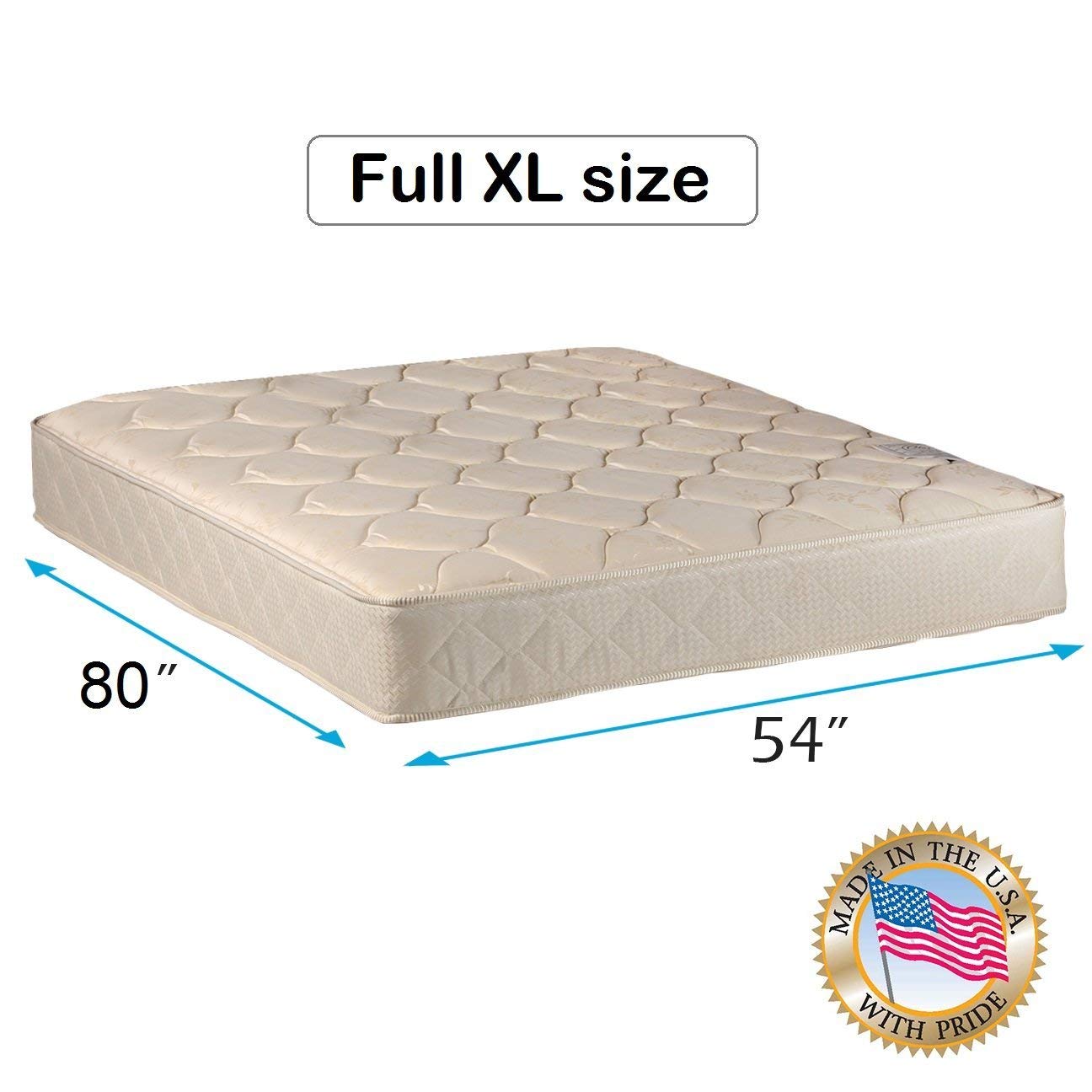 Dream Solutions USA Comfort Classic Gentle Firm Full XL (54"x80"x9") Mattress Only - Fully Assembled, Orthopedic, Good for Your Back, Long Lasting and 2 Sided