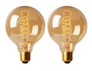 ctkcom g30 edison globe bulbs (2 pack)- g95 e27 antique incandescent bulb 40w equivalent warm white lamps,spiral tungsten,for loft coffee bar restaurant kitchen lights