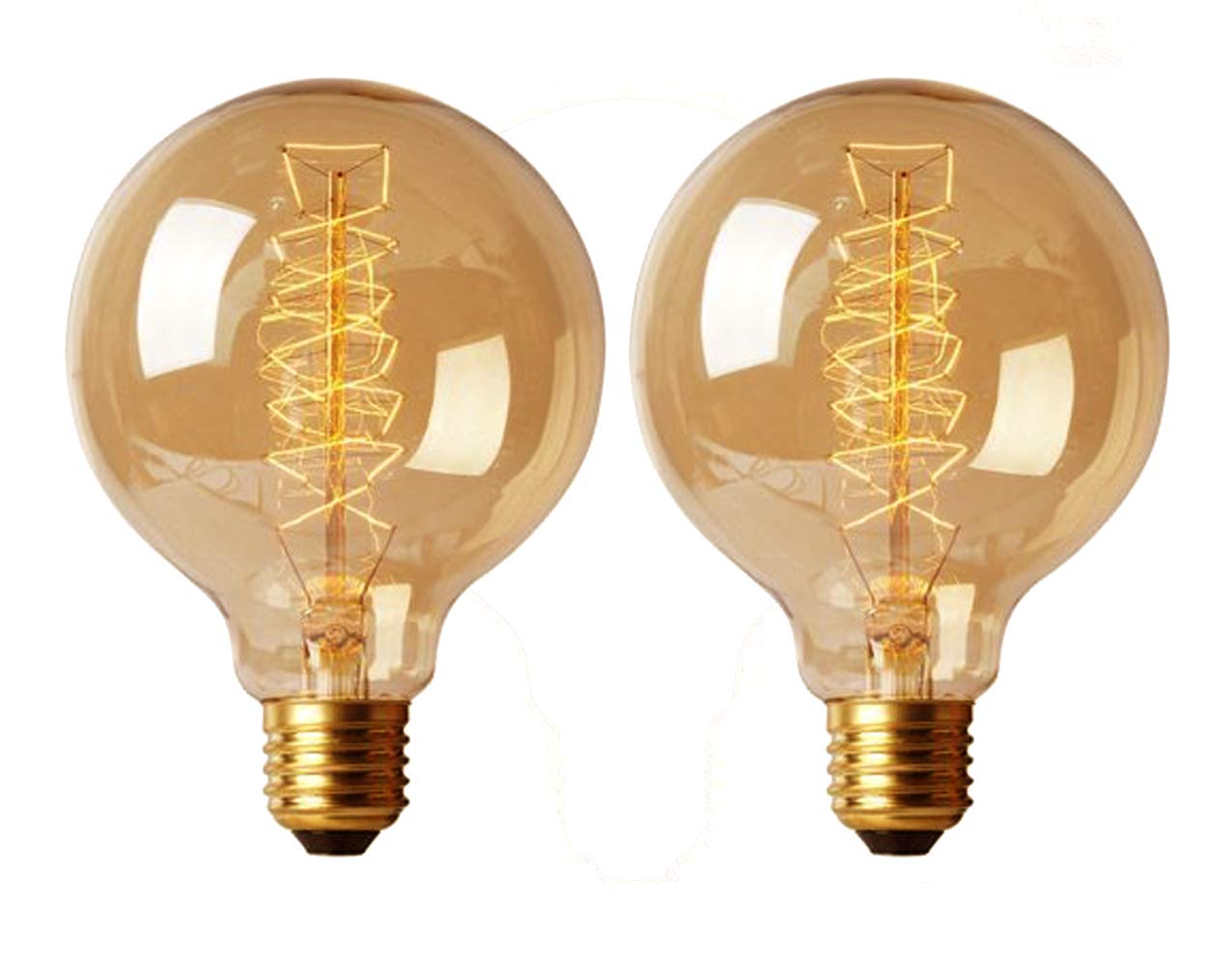 CTKcom G30 Edison Globe Bulbs (2 Pack)- G95 E27 Antique Incandescent Bulb 40W Equivalent Warm White Lamps,Spiral Tungsten,for Loft Coffee Bar Restaurant Kitchen Lights