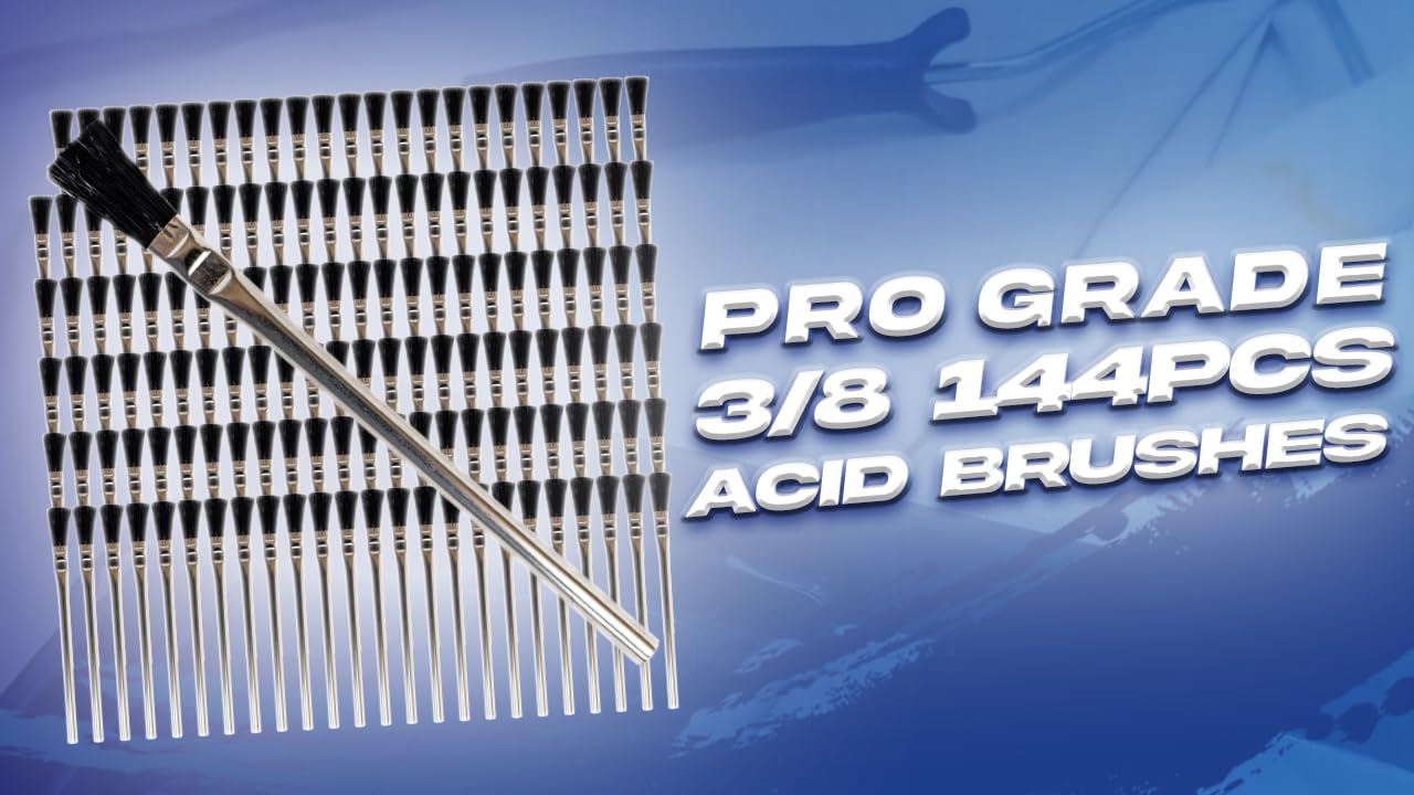 Pro Grade - Acid Brushes - 144 Count 3/8" Boar Hair Acid Flux Brushes