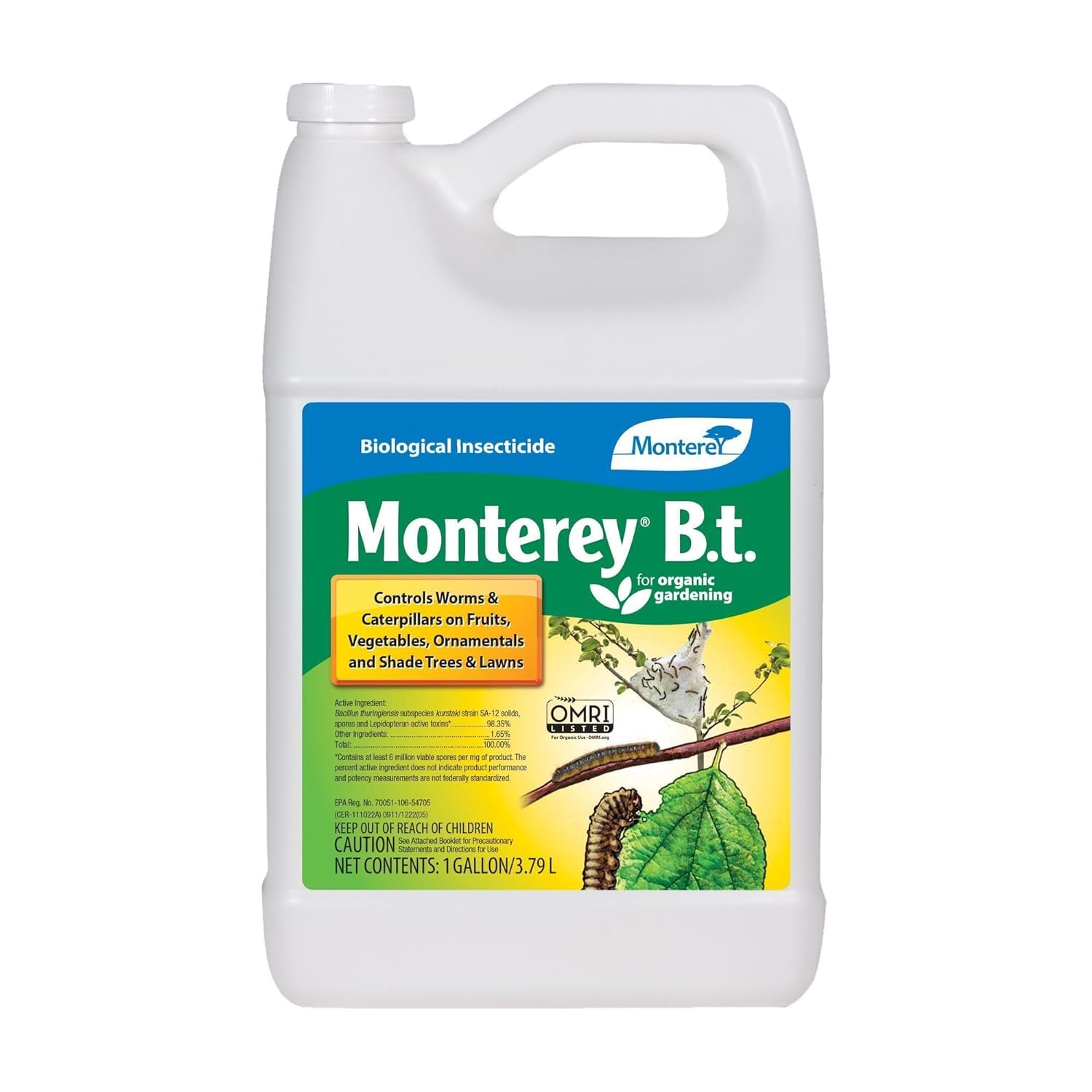 Monterey Bacillus Thuringiensis Biological Insecticide Concentrate Organic, 1 Gallon