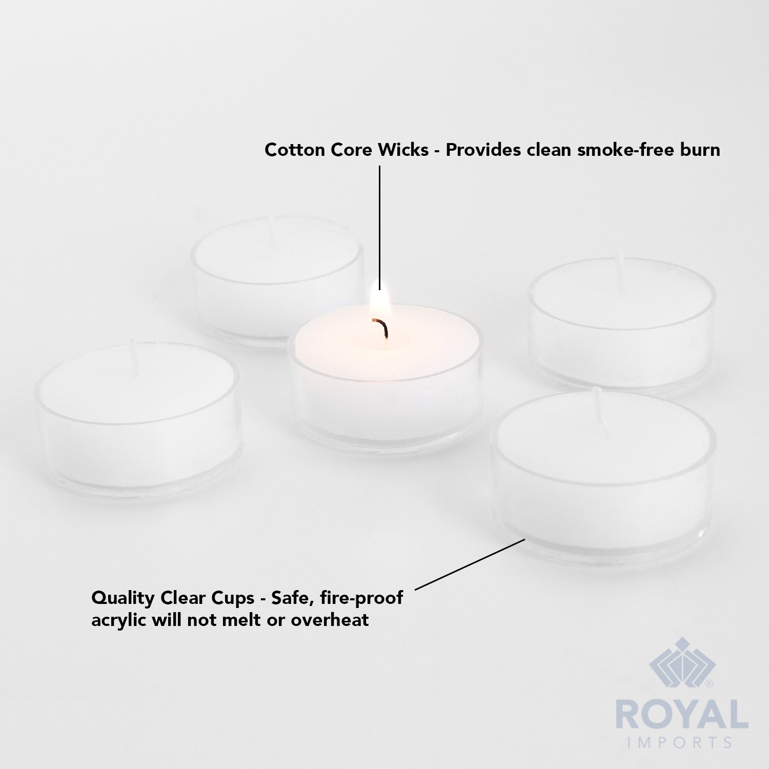 Royal Imports Tea Light Candles, Clear Plastic Cup Unscented TeaLights, 5 hours Long Burn Time for Wedding, Holiday, Birthday, Parties, Home Decor, 125 Pack