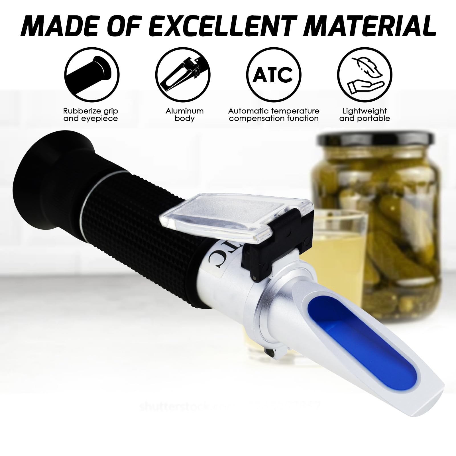 2-in-1 Brix Salinity Refractometer, Professional Brix Refractometer with ATC, and Dual Scale 0-32% Brix & 0-28% Salinity with ATC Sodium Chloride in Food Salt Seawater Brine Beer fruits Cutting Liquid