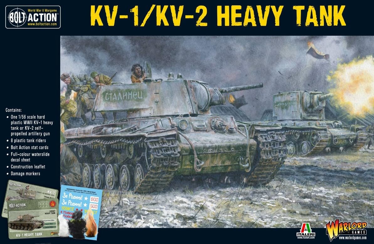 Warlord Bolt Action Soviet KV1/2 Heavy Tank 1:56 WWII Military Wargaming Plastic Model Kit, Small