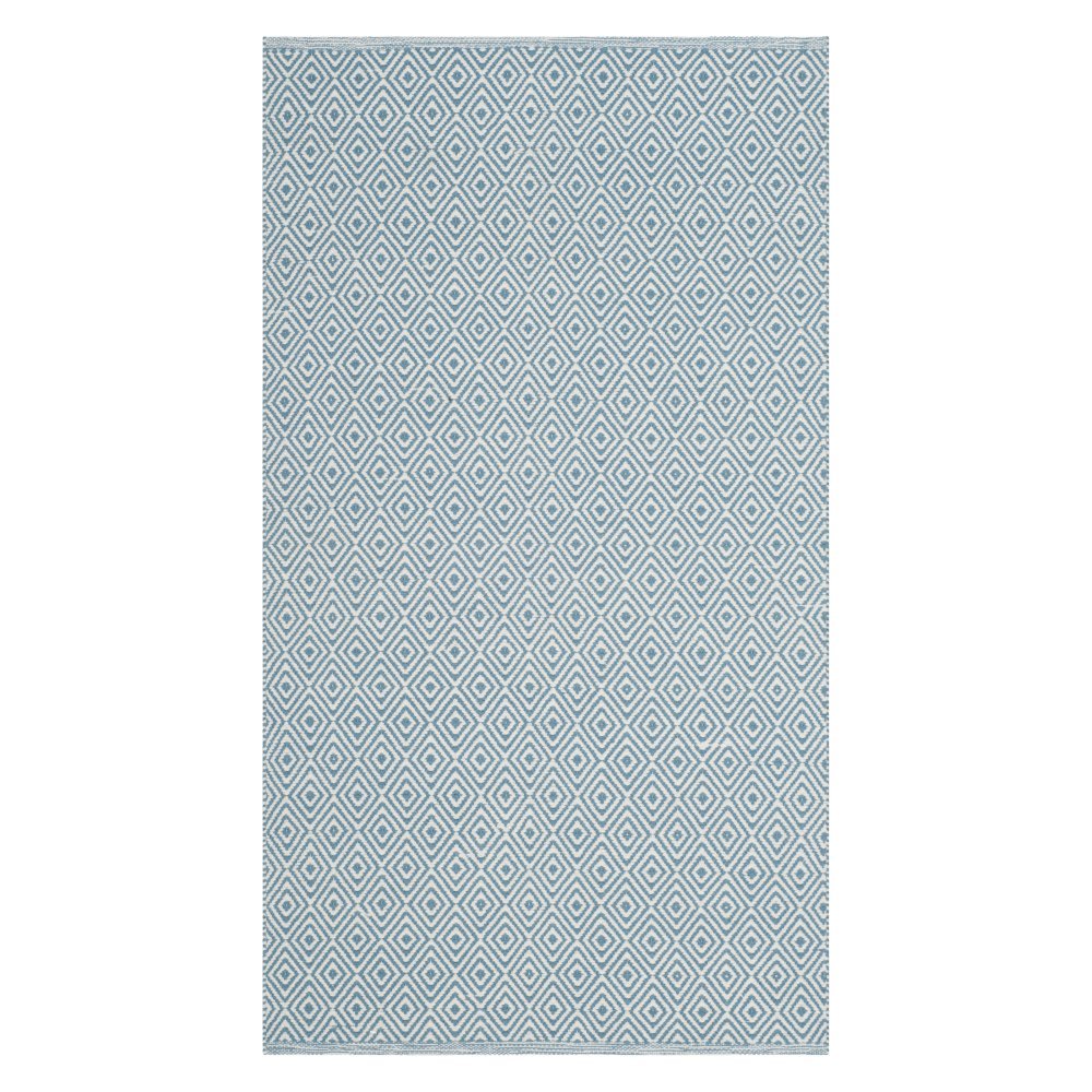 SAFAVIEH Montauk Collection Accent Rug - 3' x 5', Ivory & Light Blue, Handmade Flat Weave Cotton, Ideal for High Traffic Areas in Entryway, Living Room, Bedroom (MTK515D)