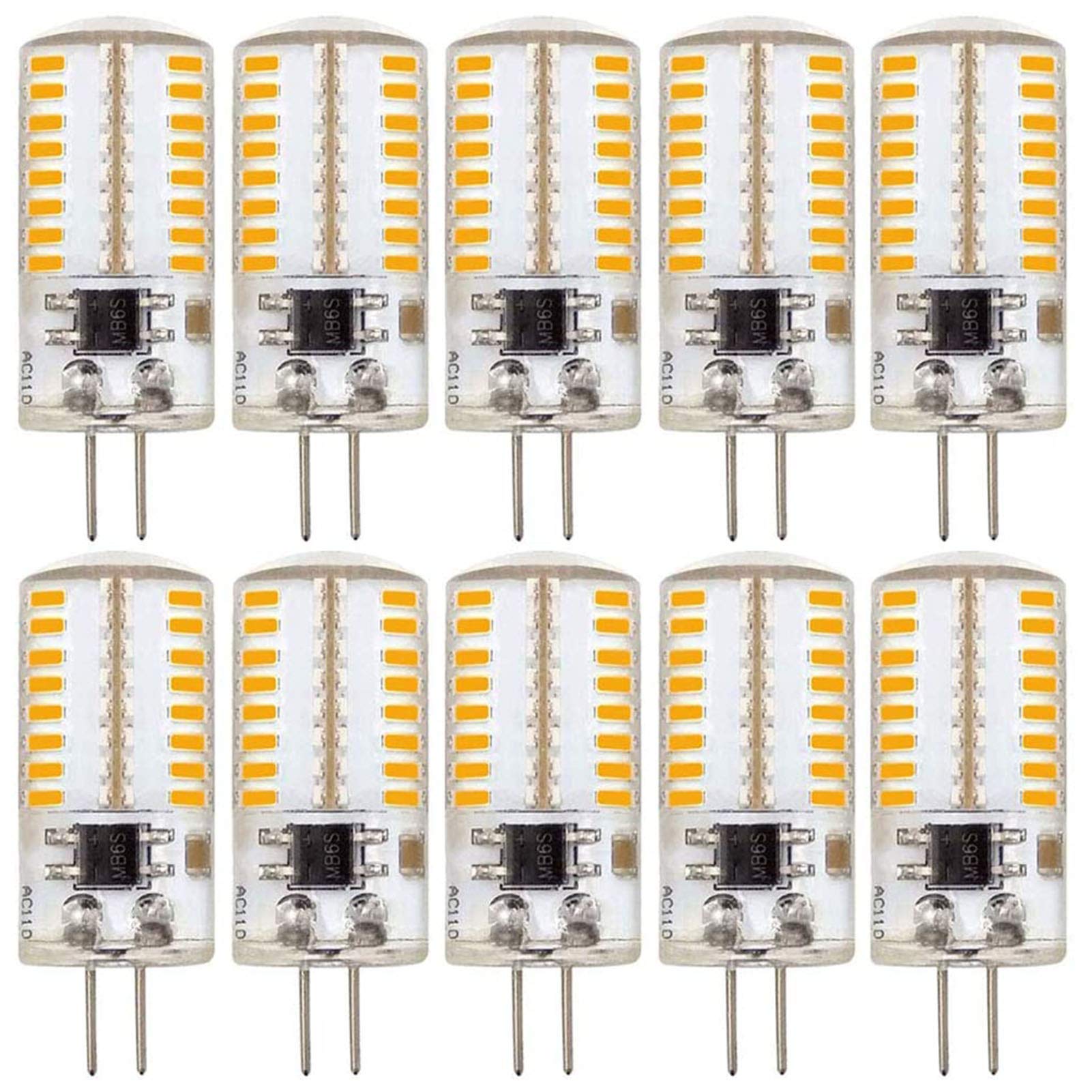 ZHENMING 110V- 130V G4 LED Bulb 120V Dimmable 3W(20W 30W Halogen Equivalent) Warm White 3000K Lamp (Cannot be Used at Low Voltage 12V) - Pack of 10