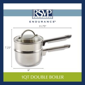 RSVP International 1-quart Induction Double Boiler, 2 Cups, Multi Color