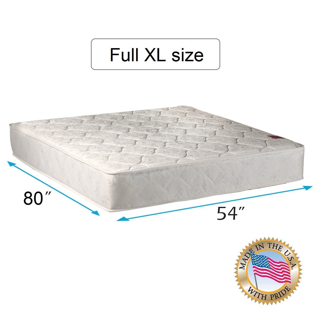 Dream Solutions USA Legacy Full XL Size (54"x80"x8") Mattress Only - Fully Assembled, Good for Your Back, Long Lasting and 2 Sided